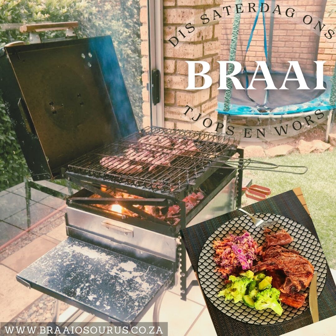 'n Braaiosourus braai met tjops en boerewors.